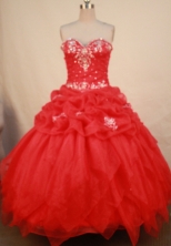 Exclusive Ball Gown Sweetheart Floor-length Red Organza Embroidery Quinceanera dress Style FA-L-142