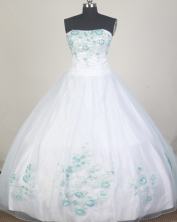 Exquisite Ball Gown Strapless Floor-length White Quinceanera Dress LZ426051
