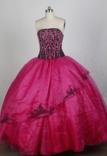 Fashionable Ball Gown Strapless Floor-length Hot Pink Quincenera Dresses TD260063