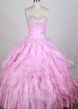Lovely Ball Gown Sweetheart Floor-length Pink Quincenera Dresses TD260005