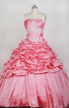 Luxurious Ball Gown Strapless Floor-length Watermelon Quinceanera Dress LZ426080