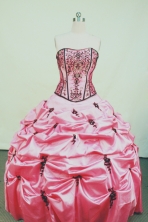 Perfect Ball gown Strapless Floor-length Taffeta Appliques Quinceanera Dresses Style FA-C-106