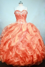Perfect Ball gown Sweetheart-neck Floor-length Organza Orange Quinceanera Dresses Style FA-C-114
