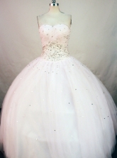 Popular Ball Gown Strapless Floor-length Light Pink Organza Beading Quinceanera Dress Style FA-L-165 