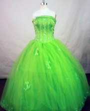 Popular Ball Gown Strapless Floor-length Spring Green Organza Embroidery Quinceanera Dress Style FA-L-147