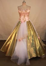 Pretty A-line Strapless Floor-length Quinceanera Dresses Embroidery with Beading Style FA-Z-0318