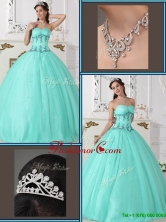 Pretty Beading Sweetheart Quinceanera Gowns in Green QDZY590CFOR