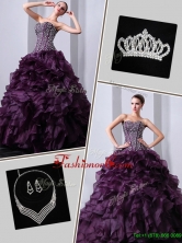 Pretty Brush Train Sweet 16 Dresses with Beading and Ruffles  UNION19T06CFOR