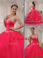 Pretty  Coral Red Quinceanera Gowns with Appliques QDZY566DFOR
