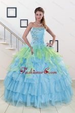 Pretty Strapless 2015 Quinceanera Dresses with Beading XFNAO255FOR