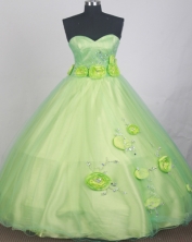 Romantic Ball Gown Sweetheart Neck Floor-length Spring Green Quinceanera Dress LZ426037