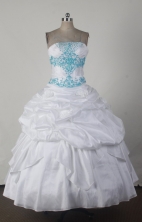 Simple Ball Gown Strapless Floor-length White Quincenera Dresses TD260044