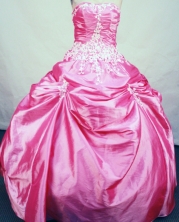 Simple ball gown strapless floor-length taffeta appliques watermelon quinceanera dresses FA-X-100