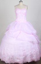 Sweet Ball Gown Straps Floor-length Pink Quincenera Dresses TD260061