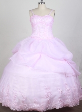 Sweet Ball Gown Straps Floor-length Pink Quincenera Dresses TD260061