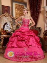 Sweetheart Beaded Embroidery 2013 Hot Pink New style Pick-ups Quinceanera Dress Sabana Yegua  Dominican Style QDZY048FOR  