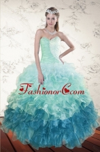 2015 Decent Multi Color Dresses for Quince with Beading and Ruffles XFNAO5640TZFXFOR