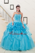 2015 Fashionable Sweetheart Beading Quinceanera Dress in Aqua Blue XFNAOA37FOR