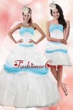 2015 Gorgeous Strapless Floor Length Appliques Quince Dresses XFNAO001TZFOR