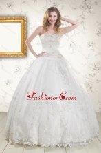 2015 Puffy Appliques Quinceanera Dress in White XFNAO078FOR