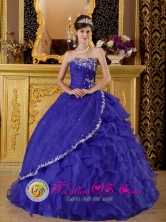 Cusco Peru Exclusive Appliques Decorate Bule Strapless wholesale Quinceanera Dress In Florida for Quinceanera Style QDZY138FOR