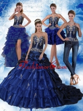 Gorgeous Navy Blue Sweetheart Quinceanera Dress with Embroidery and Ruffles QDZY319TZA2FOR