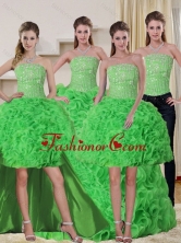 Gorgeous Spring Green Strapless Quinceanera Dress with Beading and Ruffles QDZY257TZA2FOR