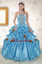 New Style Aqua Blue Quinceanera Dresses with Beading and Flowers XFNAO5874FOR