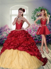 Pretty 2015 Sweetheart Wine Red Brush Train Quinceanera Dress with Beading ZY775TZFOR