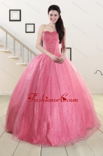 Simple Sweetheart Sequins Quinceanera Dress in Rose Pink For 2015 XFNAO825FOR