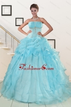 2015 Elegant Aqua Blue Quinceanera Dresses with Beading XFNAO820FOR