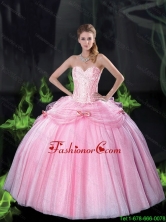 2015 Fall Beautiful Sweetheart Bowknot Quinceanera Dresses with Beading in Pink SJQDDT75002FOR