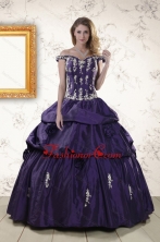 2015 Latest Off The Shoulder Appliques Quinceanera Dresses in Purple XFNAO135FOR