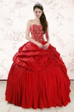 2015 Red Affordable Sweetheart Beading Quinceanera Dresses XFNAO207FOR