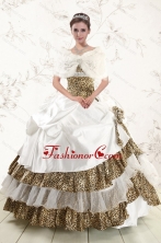 2015 Strapless Leopard Quinceanera Dresses with Hand Made Flower XFNAO437BFOR  