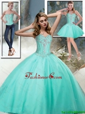 2015 Summer Luxurious Sweetheart Quinceanera Dresses with Beading in Aqua Blue SJQDDT68001FOR