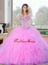 2015 Unique Beading and Ruffles Sweetheart Quinceanera Gown QDDTC27002FOR