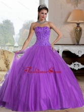 2015 Unique Sweetheart Ball Gown Quinceanera Dresses with Beading QDDTD7002FOR