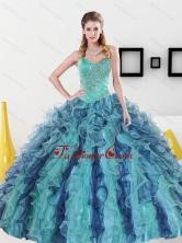 2015 Unique Sweetheart Quinceanera Dresses with Appliques and Ruffles QDDTC36002FOR