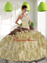 2015 Unique Sweetheart Sweet 15 Dresses with Beading and Ruffles QDDTC7002FOR