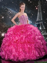 2016 Summer Popular Floor Length Quinceanera Gowns with Beading and Ruffles QDDTA100002FOR
