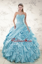 Beading Ruffles Aqua Blue Organza Quinceanera Dresses for 2015 XFNAO158FOR