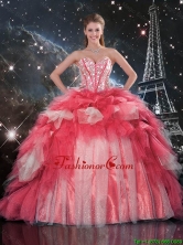 Fashionable 2016 Fall Beaded Ball Gown Quinceanera Dresses with Brush Train QDDTA101002FOR