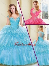 Fashionable Beading and Ruffles Quinceanera Dresses in Aqua Blue SJQDDT239002FOR