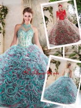 Hot Sale Appliques and Ruffles Quinceanera Dresses with Halter Top SJQDDT214002-1FOR