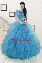 Hot Sell Blue Quinceanera Dresses With Beading and Ruffles XFNAOA19AFOR