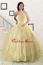 Latest Appliques Quinceanera Dress in Yellow For 2015 XFNAO823FOR