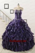 Luxurious 2015 Ball Gown Purple Quinceanera Dresses with Appliques FNAO020FOR