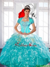 Luxurious Beaded Quinceanera Dress with Ruffled Layers and Appliques for 2015Fall SJQDDT49002FOR