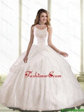 New Style 2015 Summer Ball Gown Hand Made Flowers and Beaded Quinceanera Dress SJQDDT46002FOR